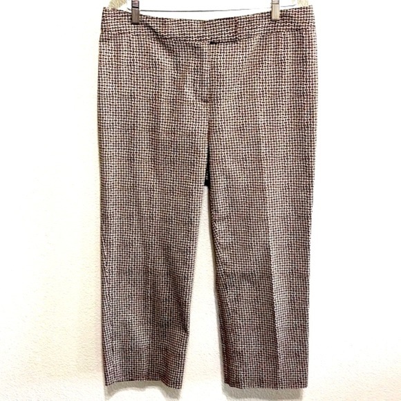 Liz & Co Brown Textile Pattern Stretch Pants - Picture 1 of 11
